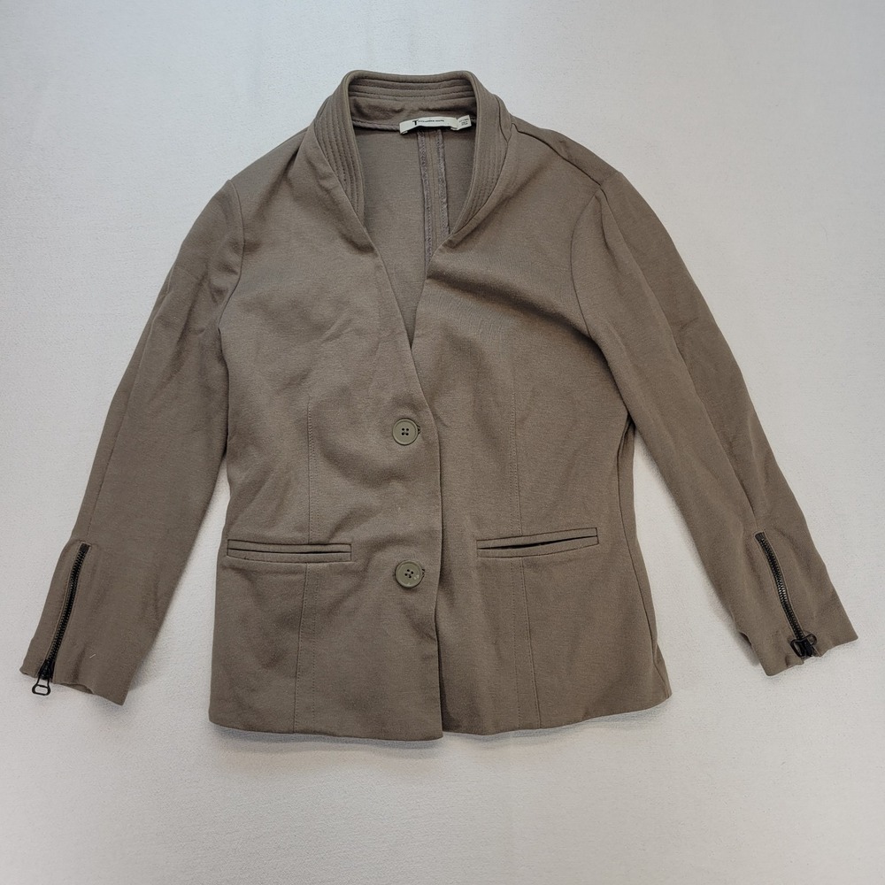 T Alexander Wang Blazer Womens XS Brown Long Sleeve Single Breasted Zip Cuff‎
